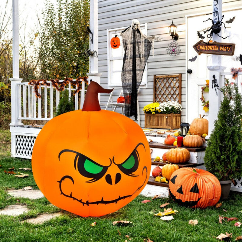 4ft Halloween Yard Glowing Inflatable Pumpkin with Built-In LED Light image number 6