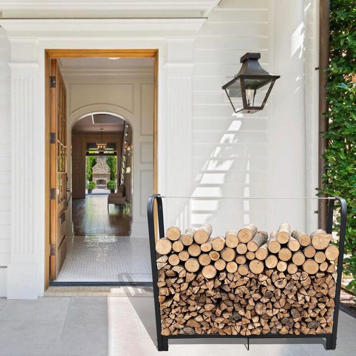 4ft Firewood Rack Stand Logs Holder for Outdoor Indoor Fireplace Metal Wood Pile