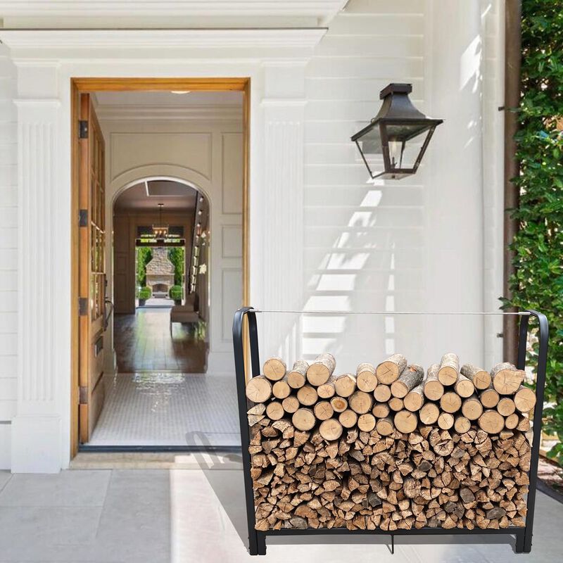 4ft Firewood Rack Stand Logs Holder for Outdoor Indoor Fireplace Metal Wood Pile image number 1