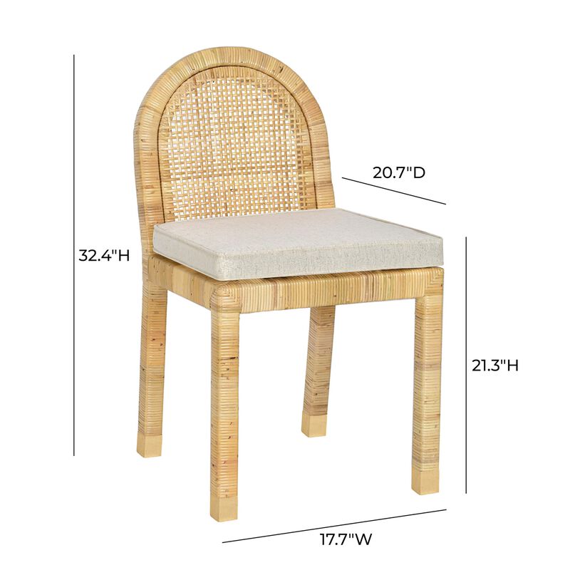 Casafoyer Amara Natural Rattan and Performance Fabric Arched Back Dining Chair image number 2