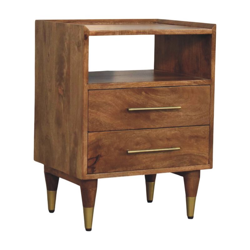Artisan Furniture Solid Wood Valenza Brass Accent Bedside, Brown image number 3