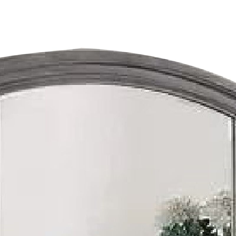 Dresser Mirror, Gray Pine Wood Frame, Farmhouse Carved Details 36x42 image number 4