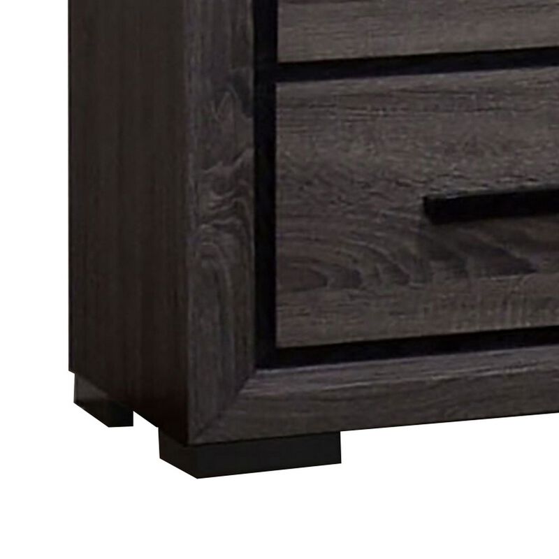 3pc King Bedroom Set, Gray, Black Wood, 2 Nightstands image number 6