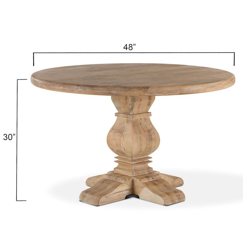 World Interiors Pengrove 48" Round Dining Table in Antique Oak Finish image number 3