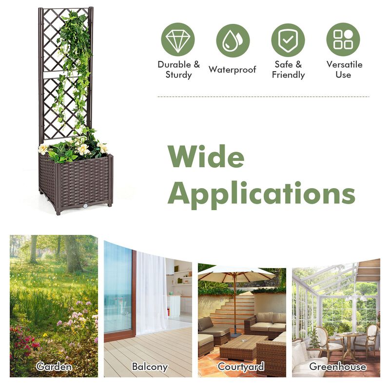 Raised Garden Bed with Trellis Planter Box for Climbing Plants