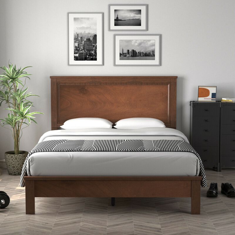Platform Bed Frame with Slats and High Headboard for Bedroom Setup
