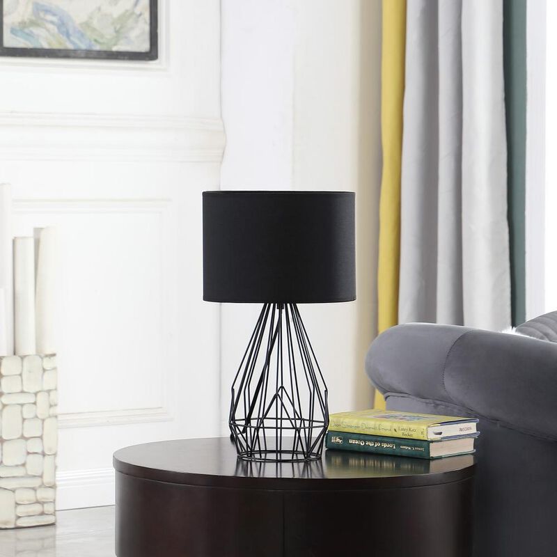 Hivvago 18&rdquo; Asymmetric Black Cage Metal Table Lamp