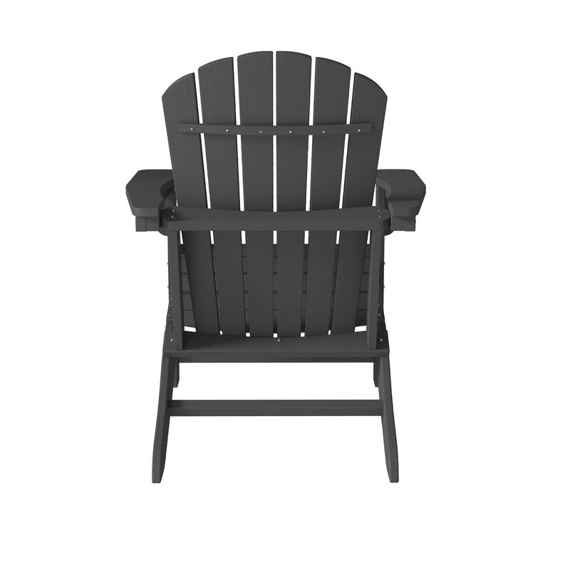 Mondawe Elegant Faux Wood Folding Outdoor Adirondack Chair – Water-Resistant and Easy-Cleaning