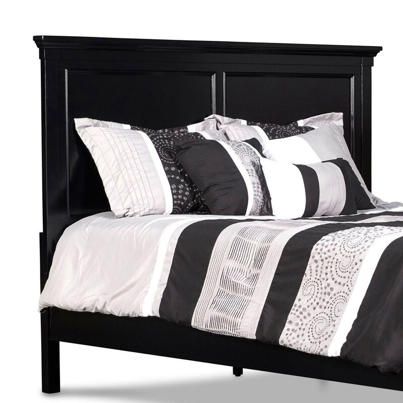 Umi King Size Bed, Classic Panel Design with Molded Details, Black Wood - Benzara