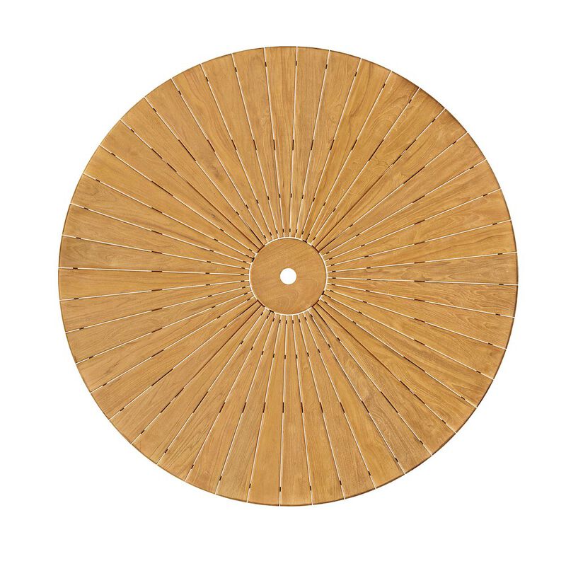 Cielo 59" Sunburst Outdoor Patio Teak Dining Table image number 3