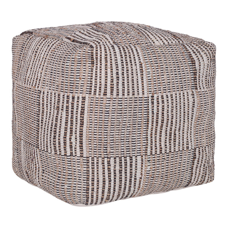 Cotton Cube Geometric Pouf Ottoman for Living Room or Bedroom Seating