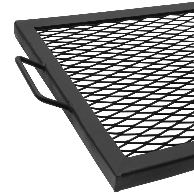 Sunnydaze Black Steel X-Marks Fire Pit Cooking Grill with Handles