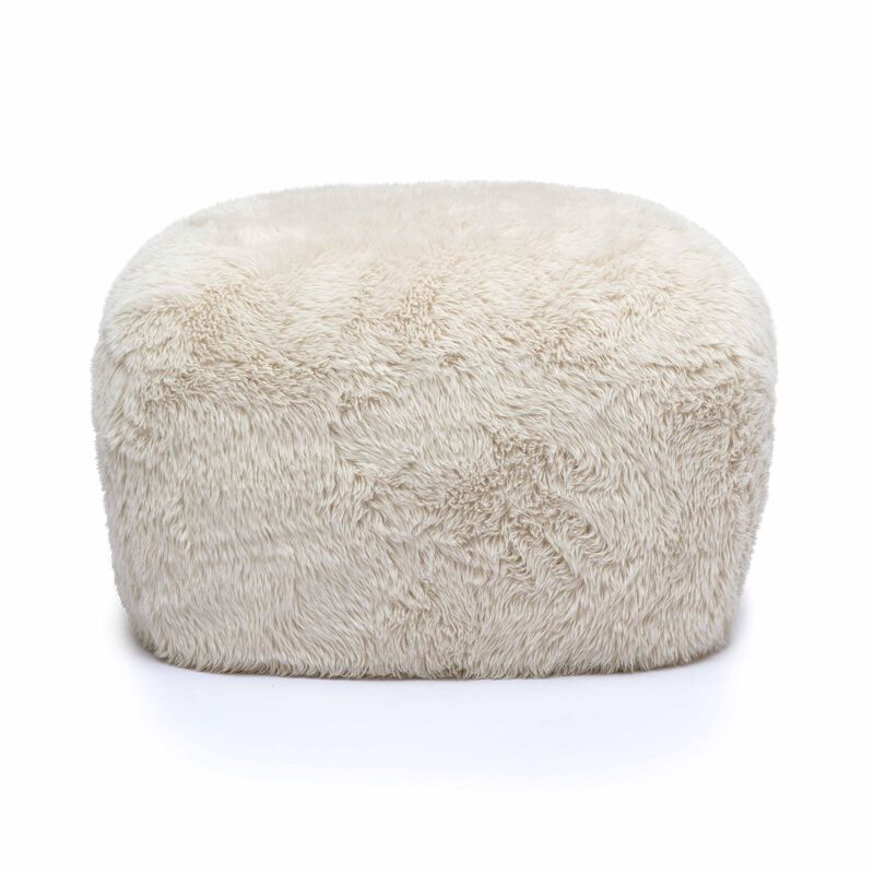 Britt Dark Taupe Vegan Shearling Ottoman