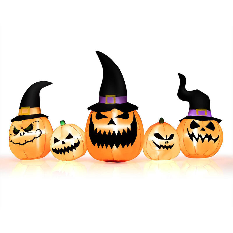 8 Feet Inflatable Pumpkin Family Waterproof Halloween Yard Decoration with LED Lights image number 0
