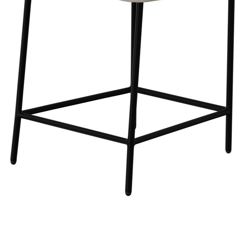 Iffa Counter Height Chair, Open Black Iron, Snow Gray Performance Fabric - Benzara