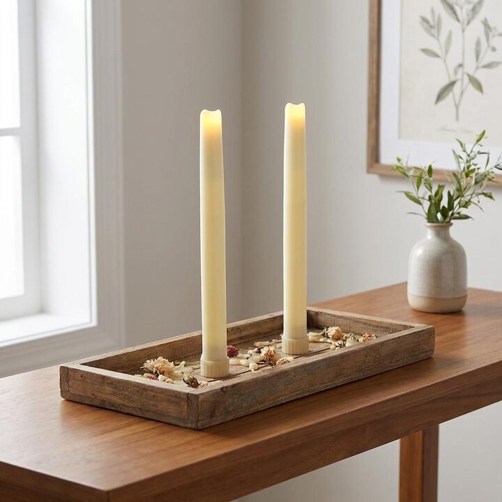HomeRoots Set of Two Ivory Flameless Taper Candle