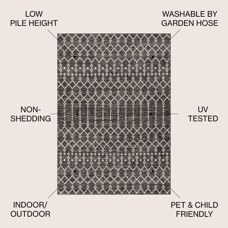 Ourika Moroccan Geometric Textured Weave Indoor/Outdoor Area Rug