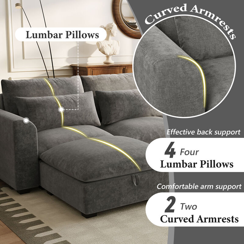 Merax Modular Corner Sofa with 2 Ottomans image number 3