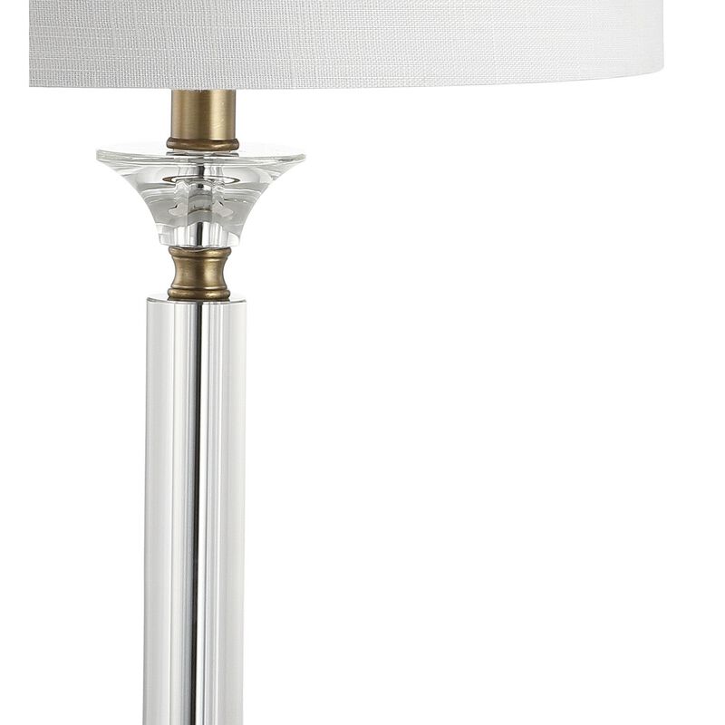 Mark 28" Crystal/Metal LED Table Lamp, Clear/Brass Gold (Set of 2)