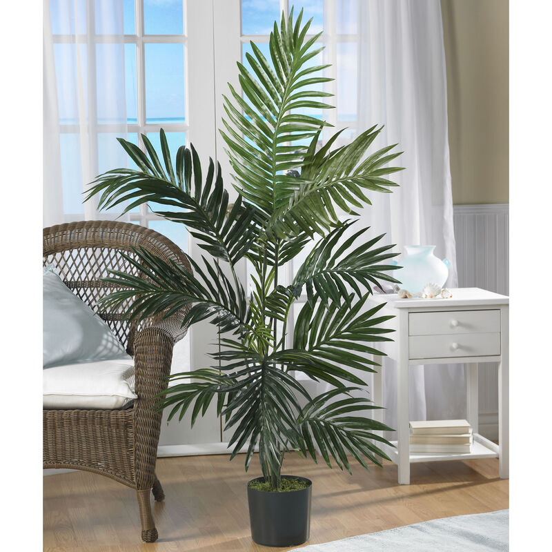 Nearly Natural 4-ft Kentia Palm Tree w/9 Fronds