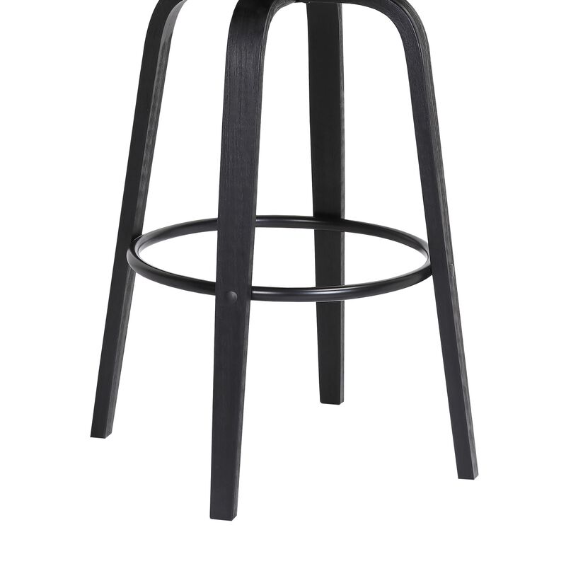 30" Swivel Black Wood Bar Stool in Gray Faux Leather with Black Metal image number 5