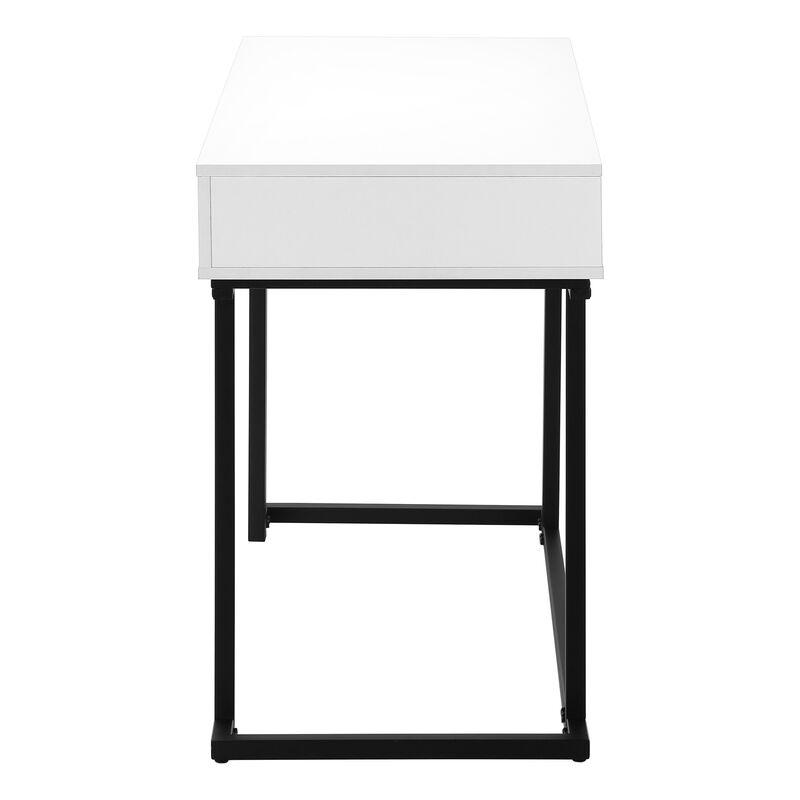 HomeRoots 42" White and Black Wood and Metal Sled Computer Desk image number 3