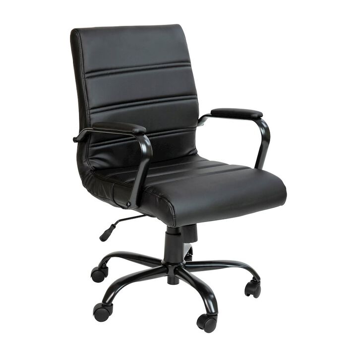 Flash Furniture Mid-Back Black Executive Swivel Office Chair with Black Frame and Arms
