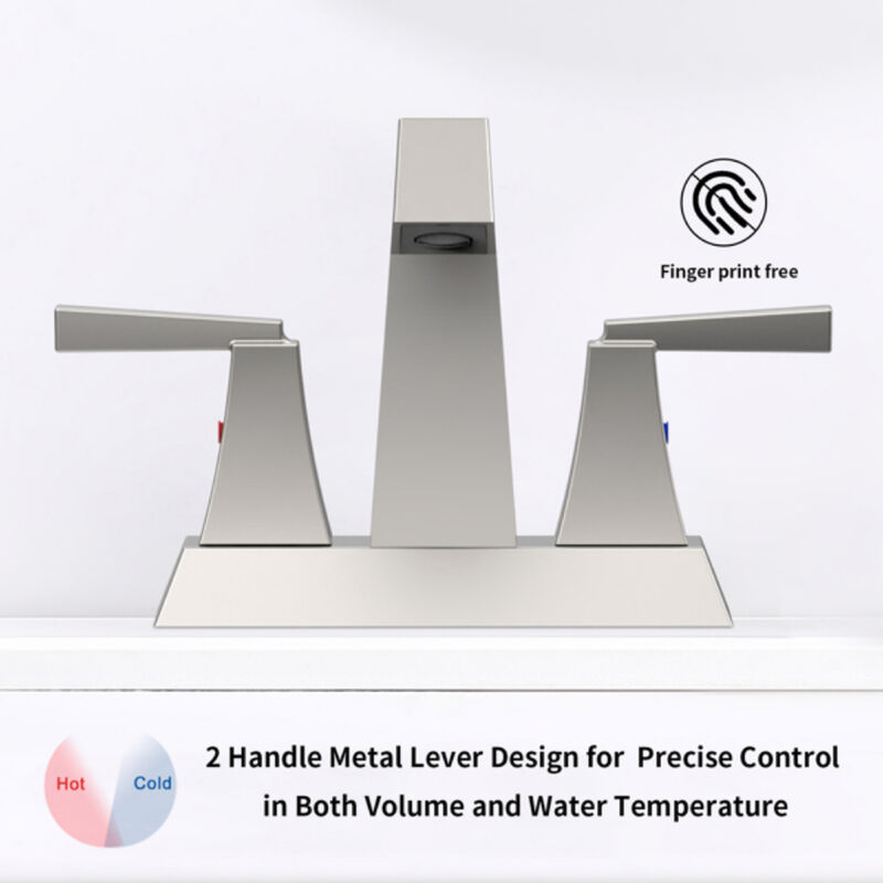 Brushed Nickel 2-Handle Bathroom Faucet, Centerset with Pop-Up Drain & Supply Lines