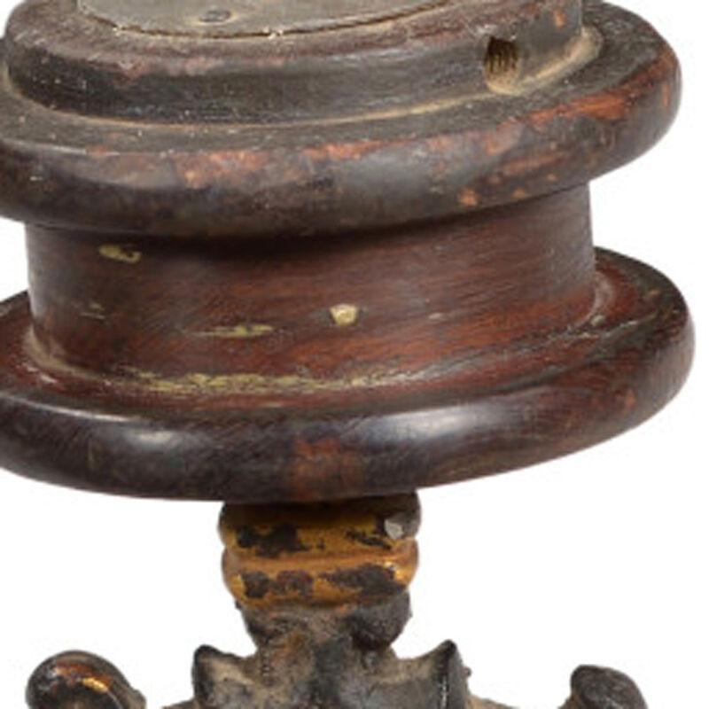 HomeRoots 16" Black Distressed Floral Metal Tabletop Tealight Candle Holder image number 2
