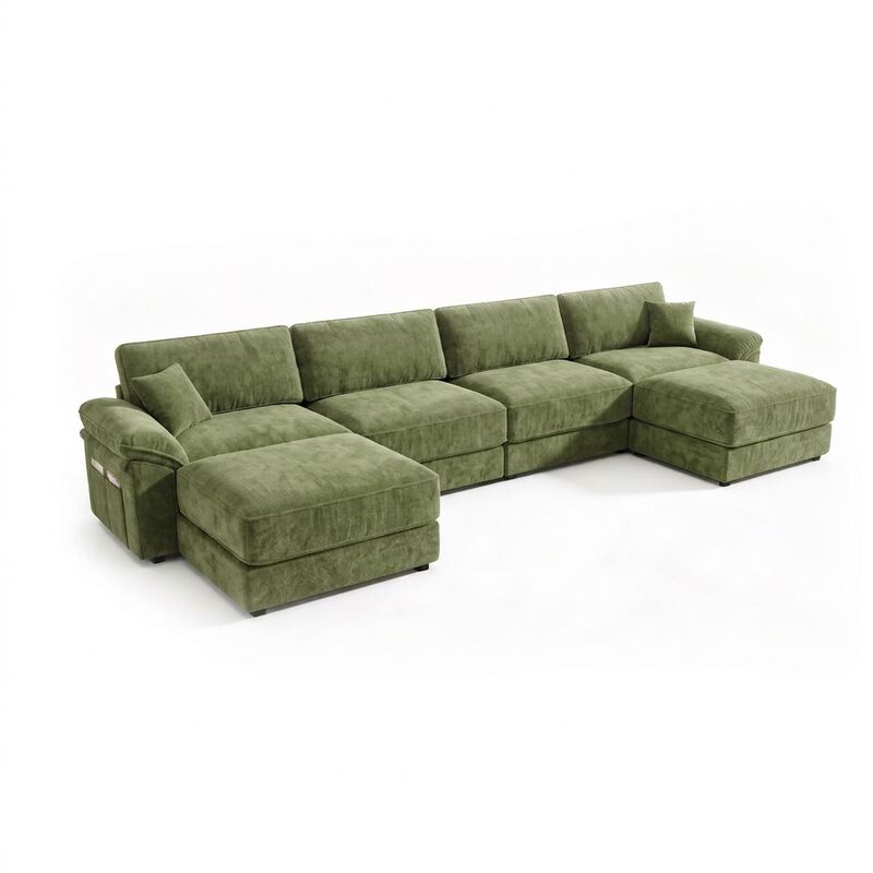Vipbear 150 Inch Chenille Oversized Modular Sectional Sofa U Shaped Cloud Couch with Movable Ottoman image number 0