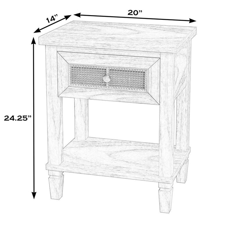 Butler Specialty Flagstaff 1-Drawer Cane Nightstand, Natural