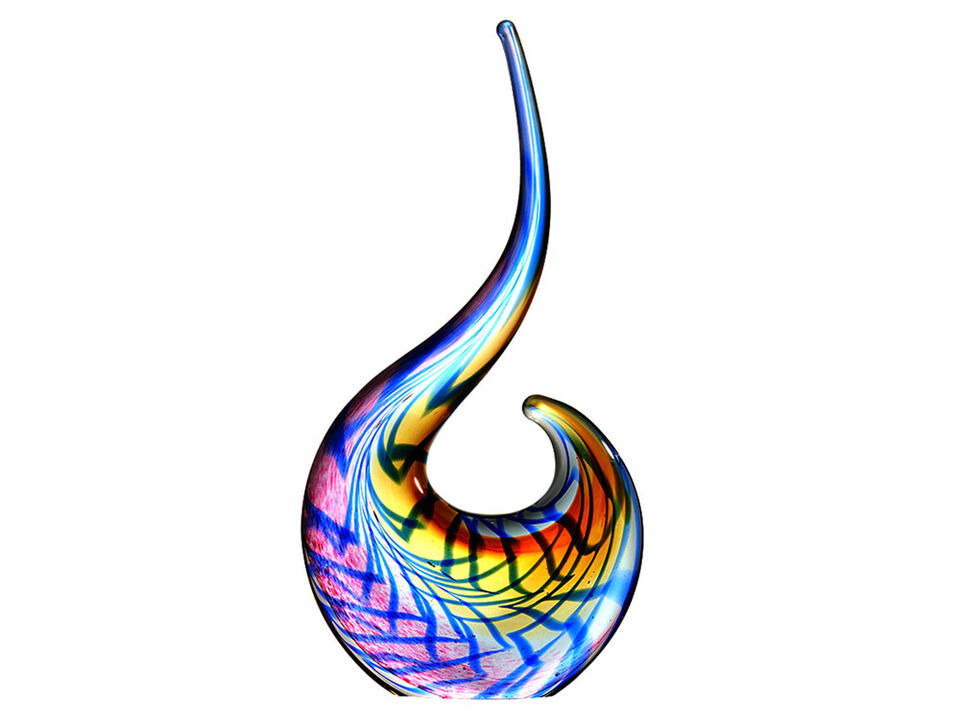 Hand Blown Abstract Peacock Sommerso Art Glass Sculpture