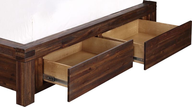 Meadow Full-size Solid Wood Footboard Storage Bed in Brick Brown