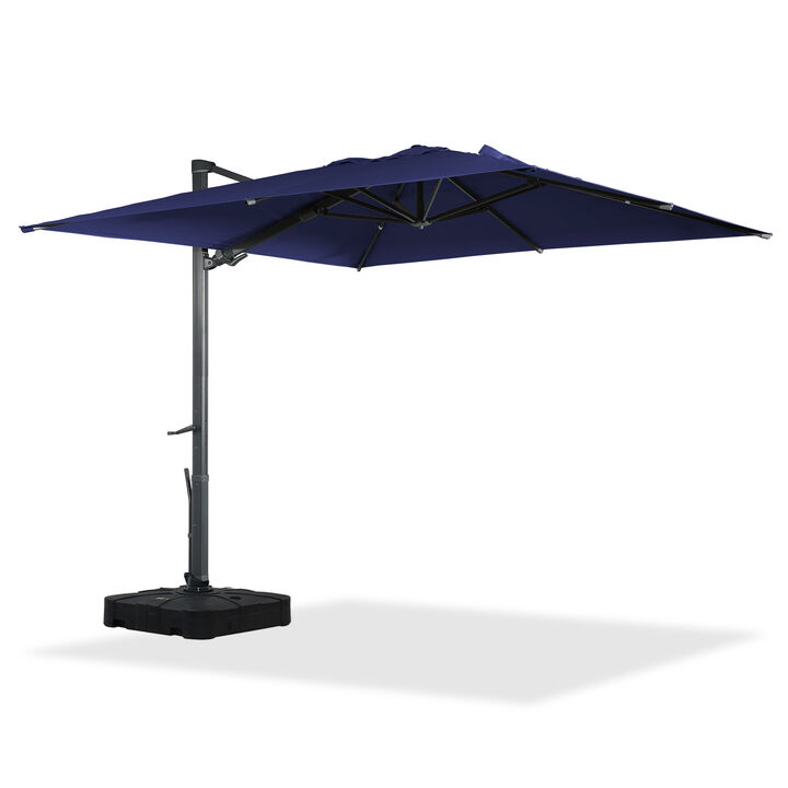 MONDAWE 10 x 10 ft Cantilever Patio Umbrella with Weighted Based Navy
