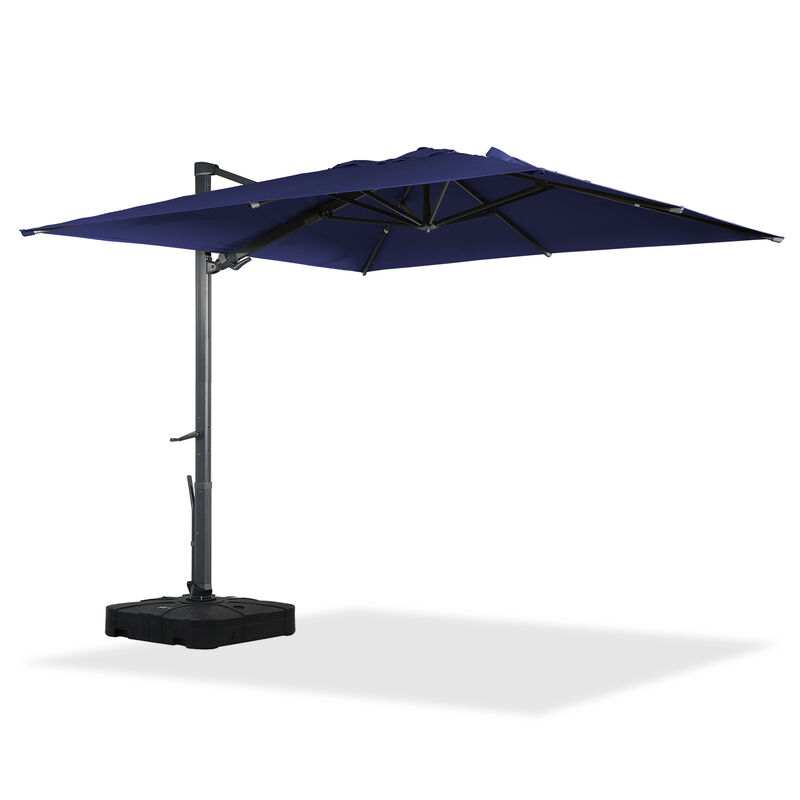 MONDAWE 10 x 10 ft Cantilever Patio Umbrella with Weighted Based Navy