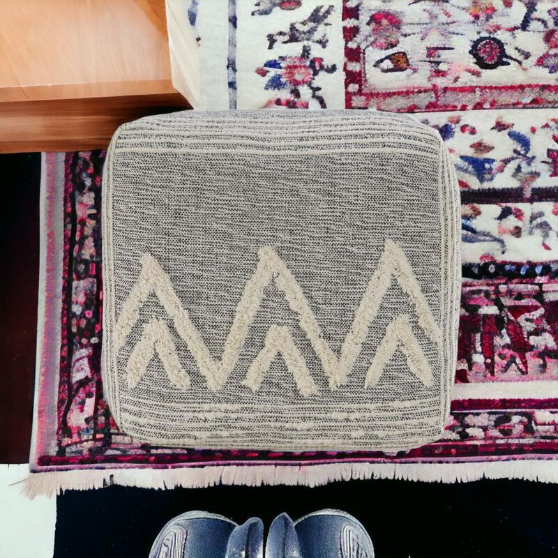 Hivvago 16 Inch Gray Fabric Pouf Ottoman