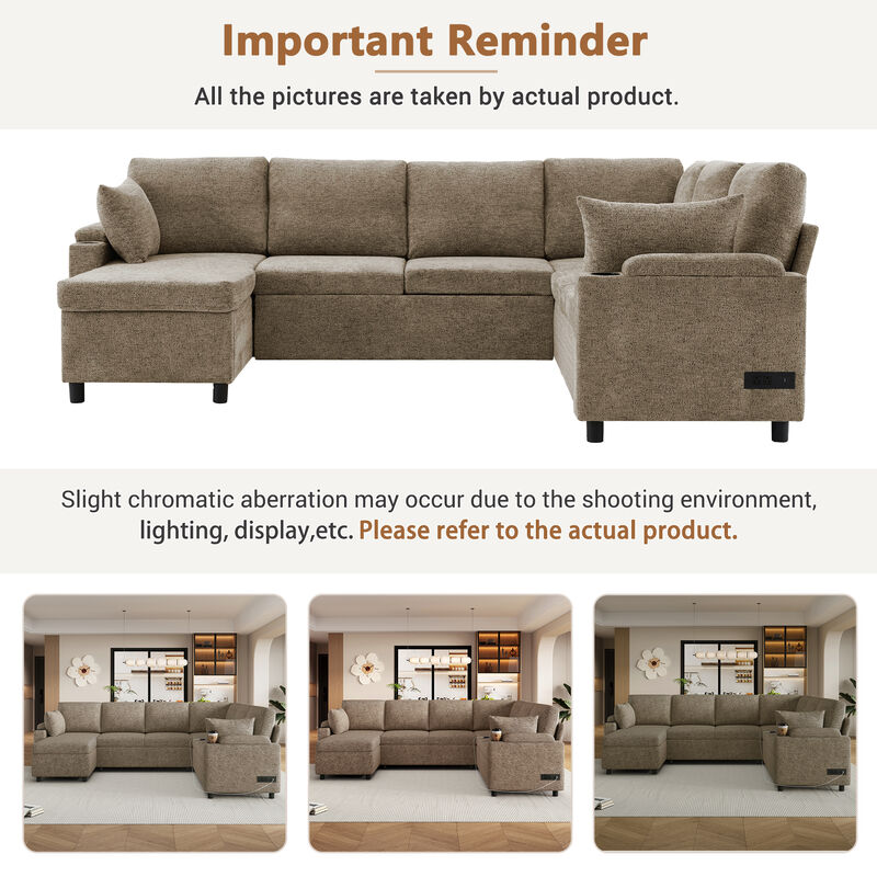 Merax U-Shaped Sectional Sofa Complete Specifications image number 5