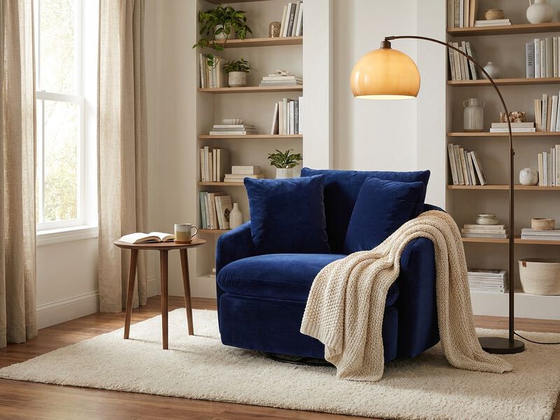 Velvet Swivel Chair - Falkirk Royal Blue image number 1