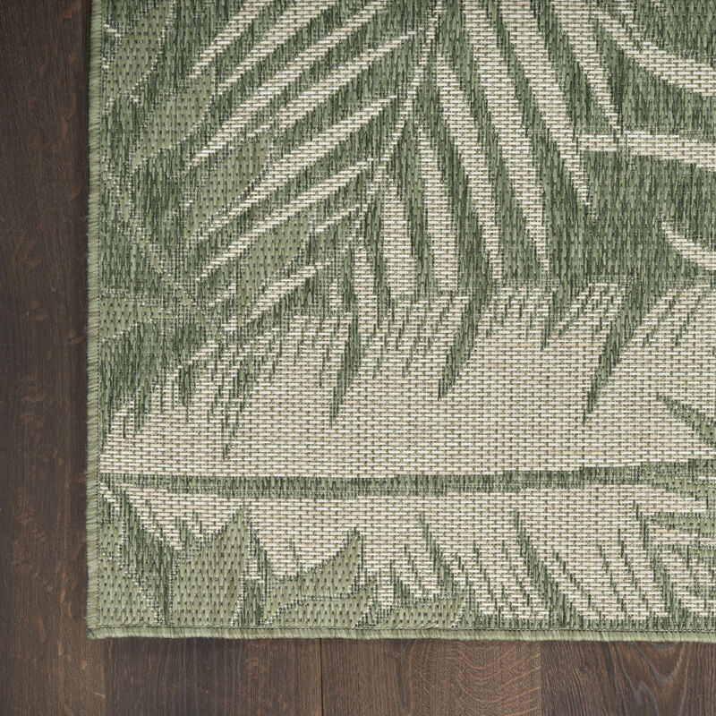HomeRoots 6' X 9' Green And Ivory Palm Leaf Indoor Outdoor Area Rug image number 4