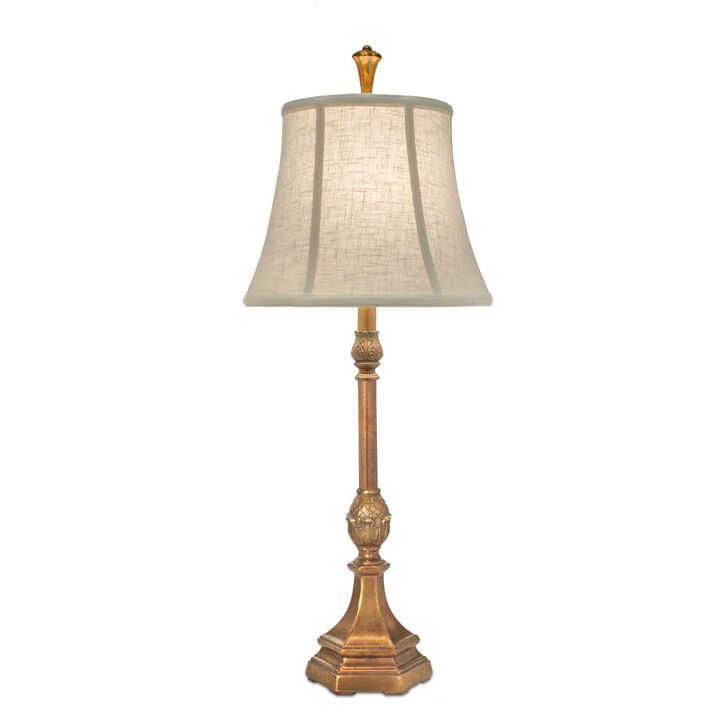 Stiffel  33 in. Polished Honey Brass Buffet Lamp with  Aberdeen Shade