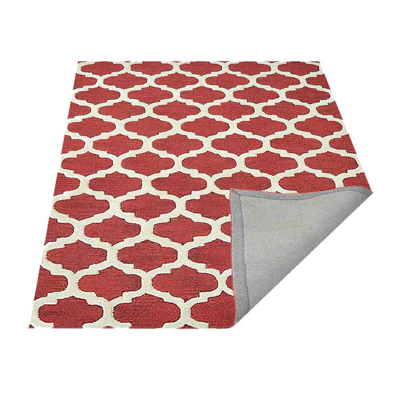 RUGSOTIC CARPETS HAND TUFTED WOOL ECO-FRIENDLY AREA RUGS  - 5'x8', Rectangle Shape, Red & White, Geometric Modern Design, High Pile Handmade Anti Skid Area Rugs for Living Room, Bed Room (K05101)