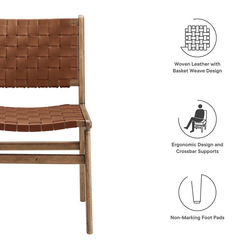 Saoirse Leather Wood Dining Side Chair Set of 2 image number 1
