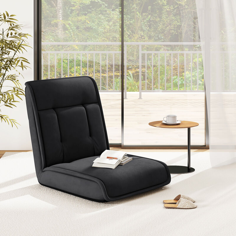 Folding Floor Chair Convertible Lazy Chair with 14-Poistion Adjustable Backrest