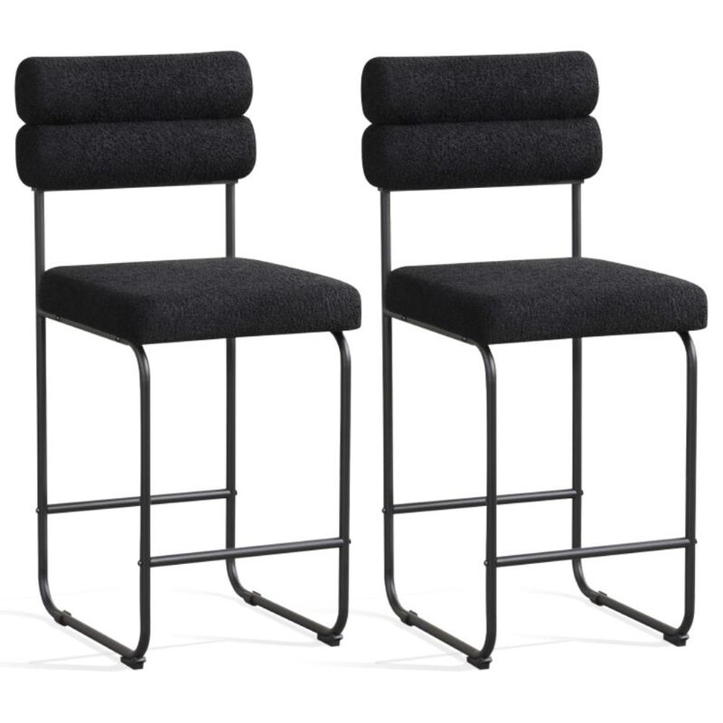 Hivvago Counter Height Bar Stools Set of 2 with Metal Frame and Footrest