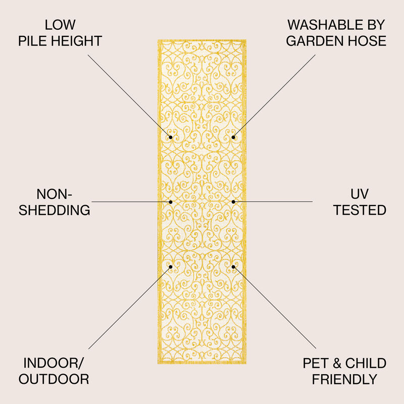 Madrid Vintage Filigree Textured Weave Indoor/Outdoor Area Rug