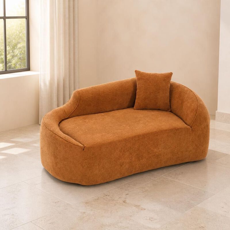 GOODSILO Curved Indoor Chaise Lounge Chair Modern Deep Seating Sleeper Sofa with Throw Pillow for Living Room Bedroom Apartment Small Spaces image number 3
