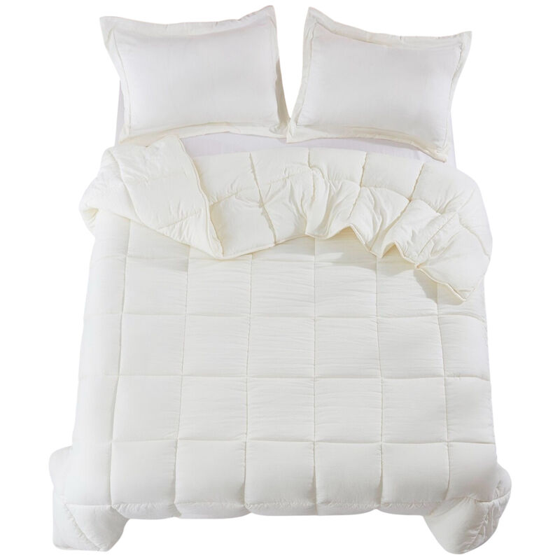 Queen Size Navy 3 Piece Microfiber Reversible Comforter Set