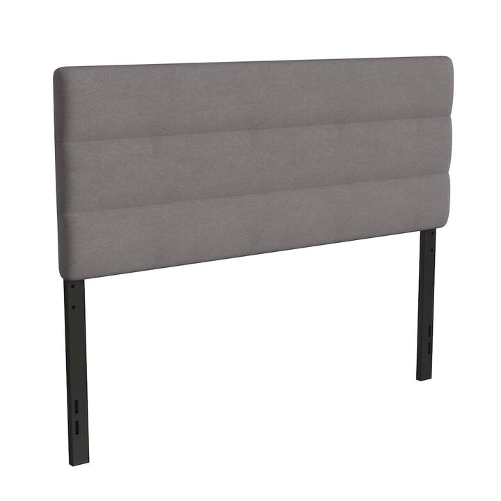 Flash Furniture Queen Channel Stitched Fabric Upholstered Headboard, from 44.5" to 57.25" - Gray