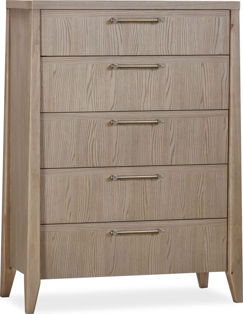 Sumire Five Drawer Ash Wood Chest in Ginger