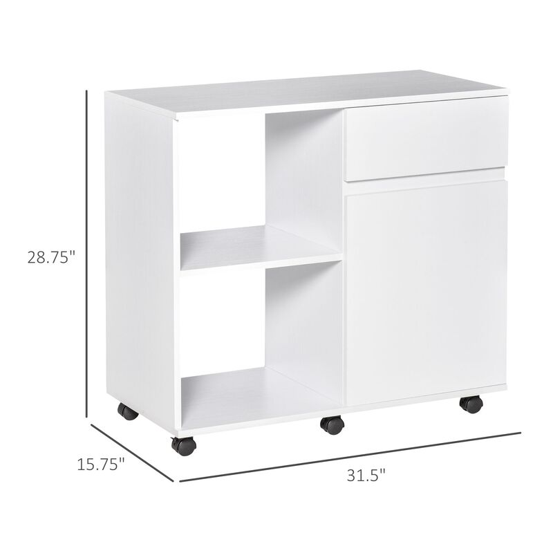 Filing Cabinet/Printer Stand with Open Storage Shelves, for Home or Office Use, Including an Easy Drawer, White image number 3